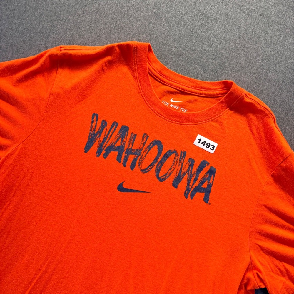 Nike Mens UVA Wahoowa Graphic T-Shirt Orange Short Sleeve Large UVa Cavaliers